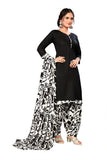 Black Cotton Blend Printed Ready to Wear Patiala Salwar Suit