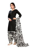 Black Cotton Blend Printed Ready to Wear Patiala Salwar Suit