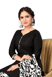 Black Cotton Blend Printed Ready to Wear Patiala Salwar Suit