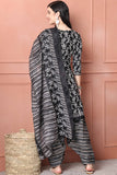 Black & White Cotton Blend Printed Ready to Wear Patiala Salwar Suit