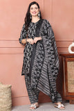 Black & White Cotton Blend Printed Ready to Wear Patiala Salwar Suit