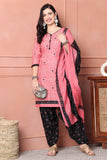 Pink Cotton Blend Printed Ready to Wear Patiala Salwar Suit