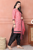 Pink Cotton Blend Printed Ready to Wear Patiala Salwar Suit