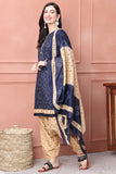 Navy Blue Cotton Blend Printed Ready to Wear Patiala Salwar Suit