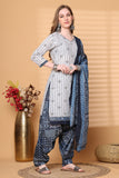 Rajnandini White Cotton Blend Printed Ready to Wear Patiala Salwar Suit