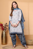 Rajnandini White Cotton Blend Printed Ready to Wear Patiala Salwar Suit