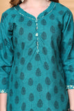 Rajnandini Teal Green Cotton Blend Printed Ready to Wear Patiala Salwar Suit