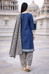 Blue Cotton Blend Printed Ready to Wear Patiala Salwar Suit