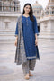 Blue Cotton Blend Printed Ready to Wear Patiala Salwar Suit