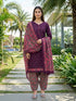 Wine Cotton Blend Printed Ready to Wear Patiala Salwar Suit