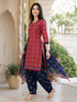 Dark Magenta Pink Cotton Blend Printed Ready to Wear Patiala Salwar Suit
