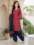 Dark Magenta Pink Cotton Blend Printed Ready to Wear Patiala Salwar Suit