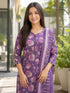 Lavender Cotton Blend Printed Ready to Wear Patiala Salwar Suit