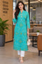 Turquoise Pure Cotton Bandhej Printed Kurti