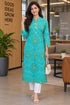 Turquoise Pure Cotton Bandhej Printed Kurti