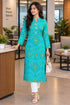 Turquoise Pure Cotton Bandhej Printed Kurti