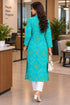 Turquoise Pure Cotton Bandhej Printed Kurti