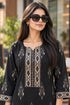Black Pure Cotton Ikat Printed Kurta For Women