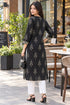 Black Pure Cotton Ikat Printed Kurta For Women