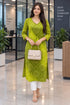 Parrot Green Pure Cotton Bandhej Printed Kurti