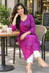 Purple & Pink Pure Cotton Bandhej Printed Kurti