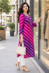 Purple & Pink Pure Cotton Ikat Printed Kurta For Women