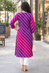 Purple & Pink Pure Cotton Ikat Printed Kurta For Women