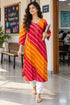 Orange & Red Pure Cotton Ikat Printed Kurta For Women