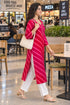 Pink & Red Pure Cotton Ikat Printed Kurta For Women
