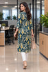 Green Pure Cotton Ikat Printed Kurta For Women
