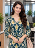 Green Pure Cotton Ikat Printed Kurta For Women