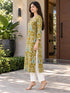 Mustard Yellow Pure Cotton Ikat Printed Kurta For Women