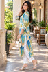 Blue & Beige Pure Cotton Ikat Printed Kurta For Women