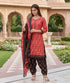Red Cotton Blend Printed Ready to Wear Patiala Salwar Suit