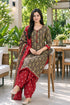 Brown Cotton Blend Printed Ready to Wear Patiala Salwar Suit