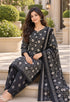 Black Cotton Blend Printed Ready to Wear Patiala Salwar Suit