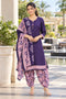 Purple Cotton Blend Printed Ready to Wear Patiala Salwar Suit