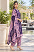 Purple Cotton Blend Printed Ready to Wear Patiala Salwar Suit