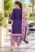 Purple Cotton Blend Printed Ready to Wear Patiala Salwar Suit