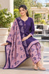 Purple Cotton Blend Printed Ready to Wear Patiala Salwar Suit