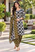 Black & White Cotton Blend Printed Ready to Wear Patiala Salwar Suit