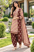 Beige Cotton Blend Printed Ready to Wear Patiala Salwar Suit