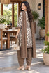White & Brown Cotton Blend Printed Ready to Wear Patiala Salwar Suit