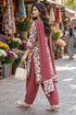 White & Red Cotton Blend Printed Ready to Wear Patiala Salwar Suit