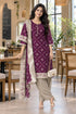 Wine Cotton Blend Printed Ready to Wear Patiala Salwar Suit