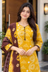Mustard Cotton Blend Printed Ready to Wear Patiala Salwar Suit