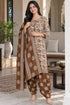 Beige Cotton Blend Printed Ready to Wear Patiala Salwar Suit