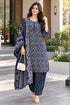 Blue Cotton Blend Printed Ready to Wear Patiala Salwar kurta sets women RW5284BU0926
