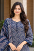Blue Cotton Blend Printed Ready to Wear Patiala Salwar kurta sets women RW5284BU0926