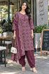 Wine Cotton Blend Printed Ready to Wear Patiala Salwar kurta sets women RW5285WN0926